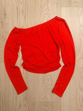 3/$20 Red Off The Shoulder Long Sleeve Top Size XS Stretchy Going Out Blouse